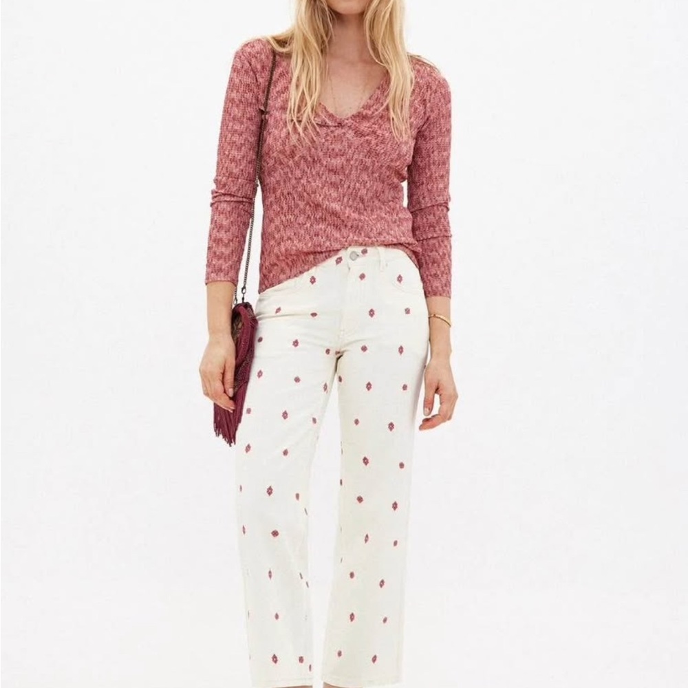 Hoss intropia beige boho embroidered pants